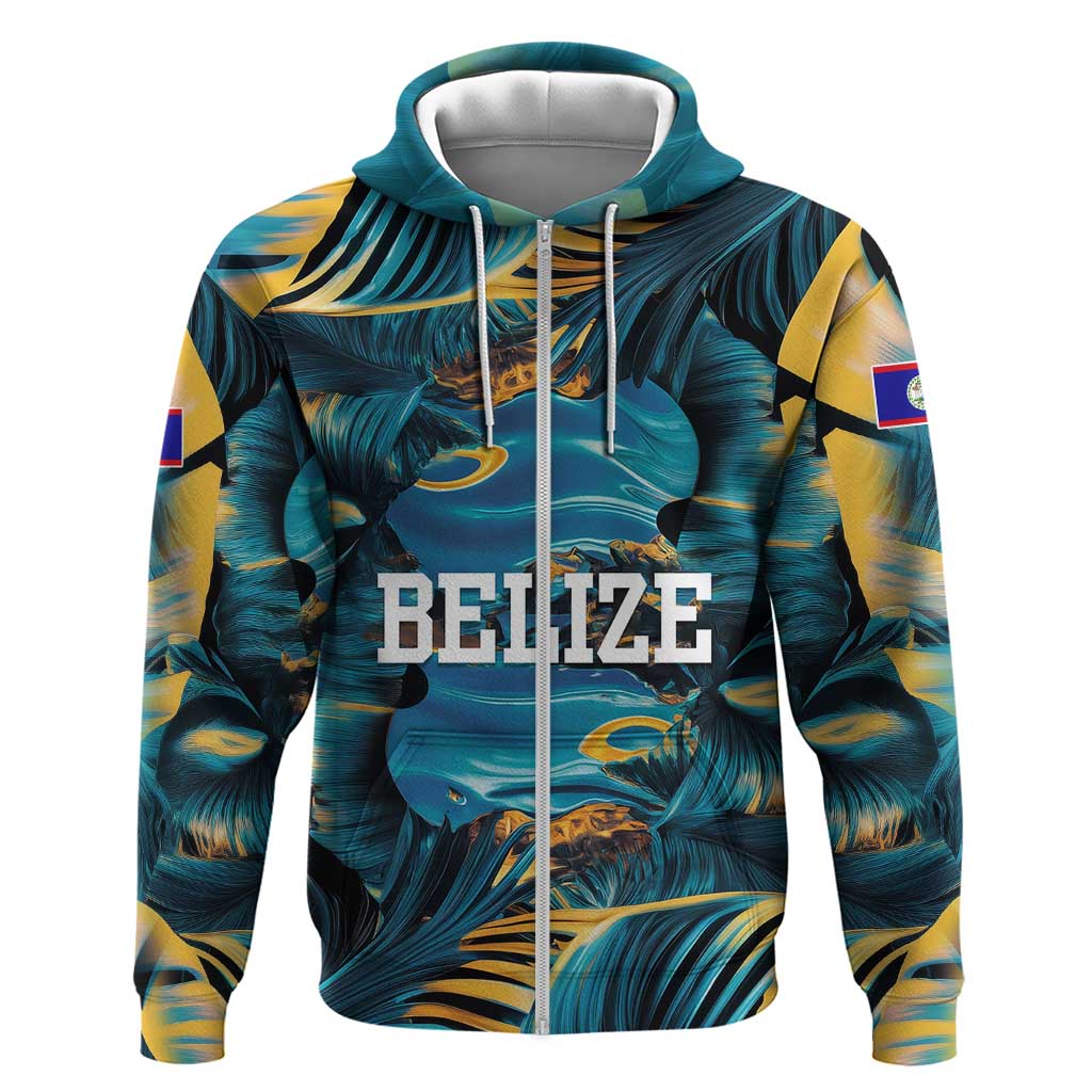 Belize Blue Hole Ocean View Hoodie with Tropical Marine Design and Flag Detail
