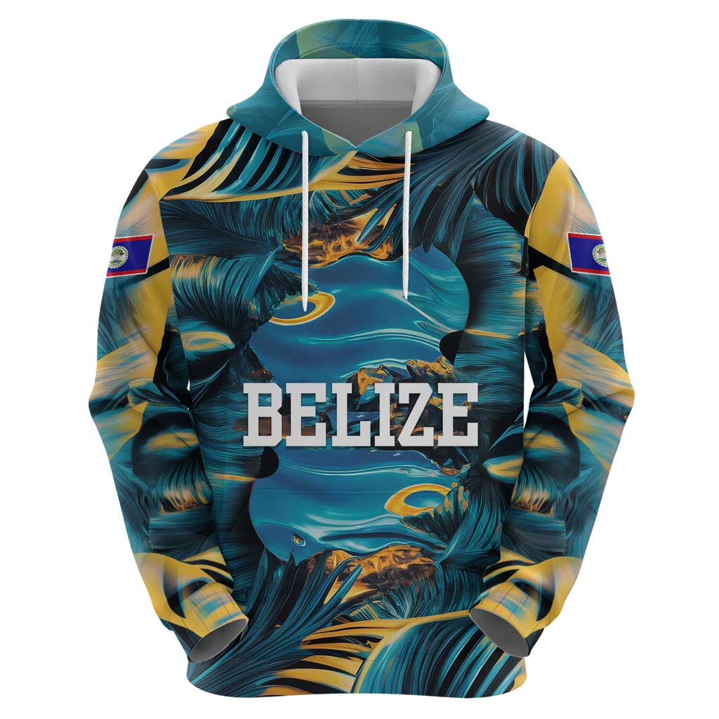 Belize Blue Hole Ocean View Hoodie with Tropical Marine Design and Flag Detail