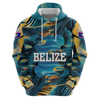 Belize Blue Hole Ocean View Hoodie with Tropical Marine Design and Flag Detail