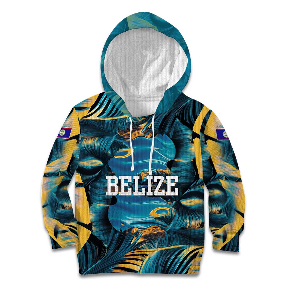 Belize Blue Hole Ocean View Kid Hoodie with Tropical Marine Design and Flag Detail