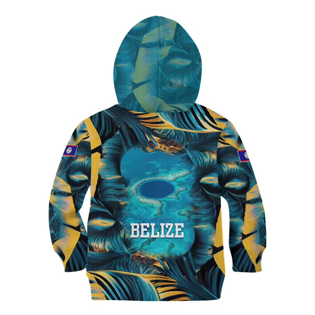 Belize Blue Hole Ocean View Kid Hoodie with Tropical Marine Design and Flag Detail