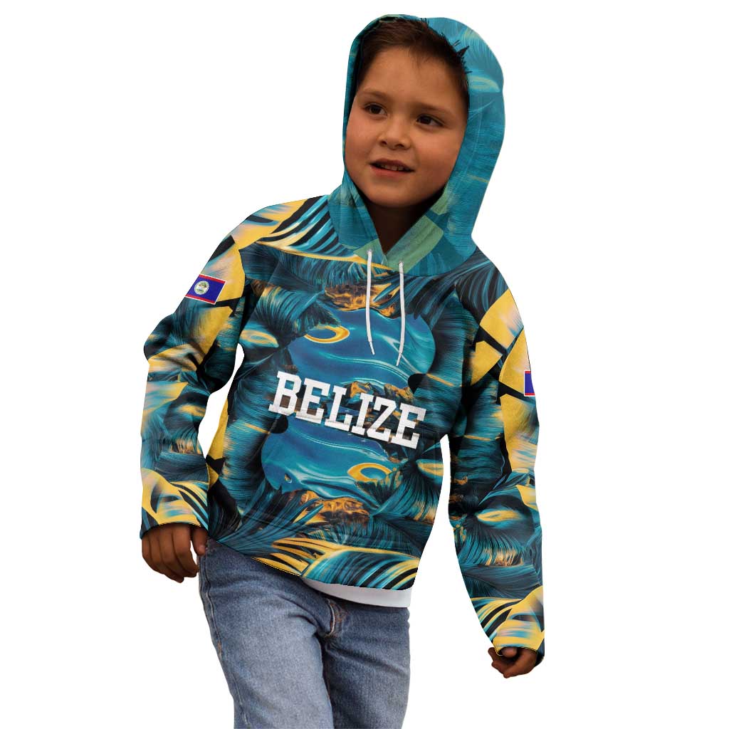 Belize Blue Hole Ocean View Kid Hoodie with Tropical Marine Design and Flag Detail