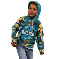 Belize Blue Hole Ocean View Kid Hoodie with Tropical Marine Design and Flag Detail