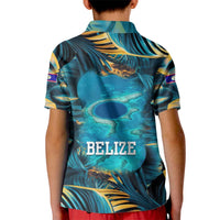 Belize Blue Hole Ocean View Kid Polo Shirt with Tropical Marine Design and Flag Detail