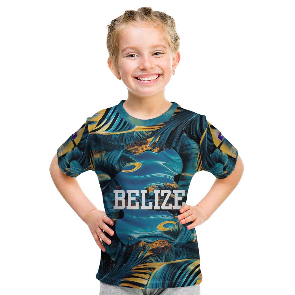 Belize Blue Hole Ocean View Kid T Shirt with Tropical Marine Design and Flag Detail