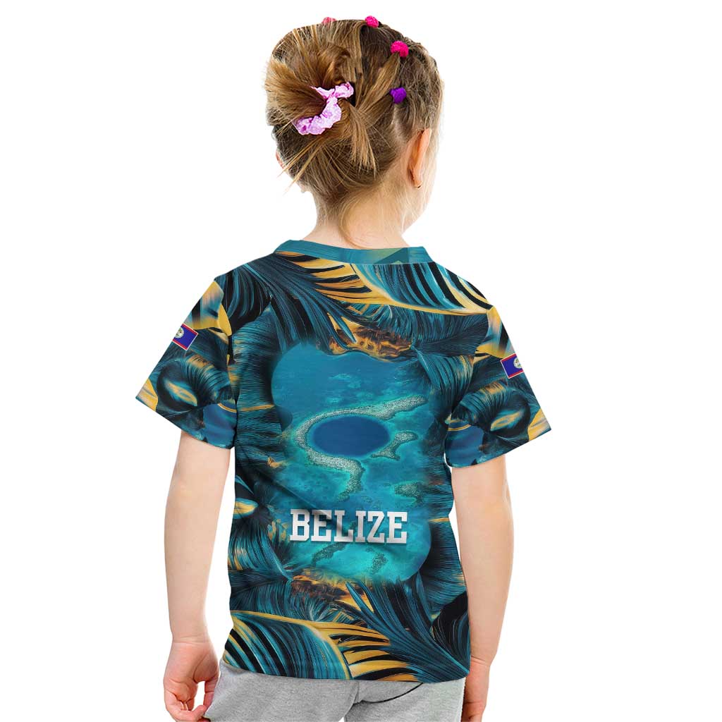 Belize Blue Hole Ocean View Kid T Shirt with Tropical Marine Design and Flag Detail
