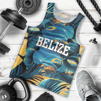 Belize Blue Hole Ocean View Men Tank Top with Tropical Marine Design and Flag Detail
