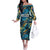 Belize Blue Hole Ocean View Off The Shoulder Long Sleeve Dress with Tropical Marine Design and Flag Detail
