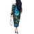 Belize Blue Hole Ocean View Off The Shoulder Long Sleeve Dress with Tropical Marine Design and Flag Detail