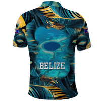 Belize Blue Hole Ocean View Polo Shirt with Tropical Marine Design and Flag Detail