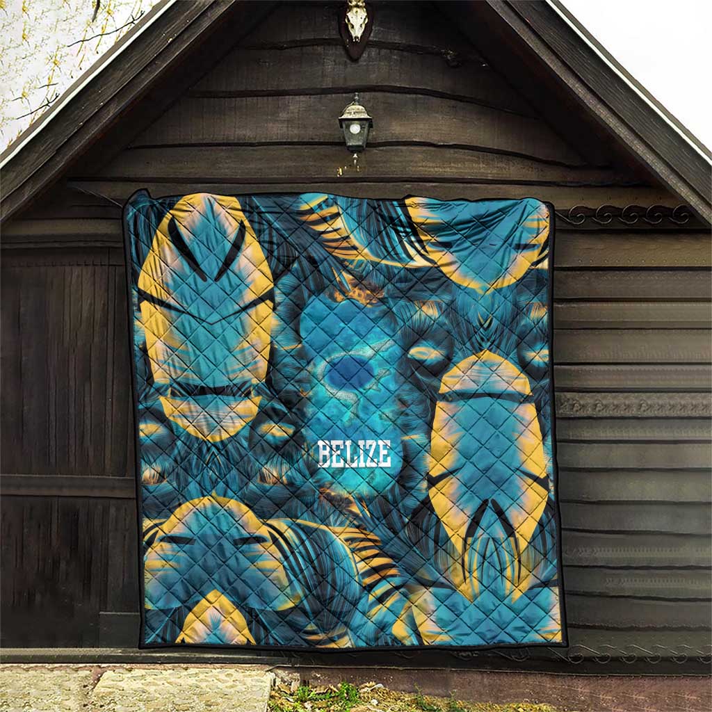 Belize Blue Hole Ocean View Quilt with Tropical Marine Design and Flag Detail