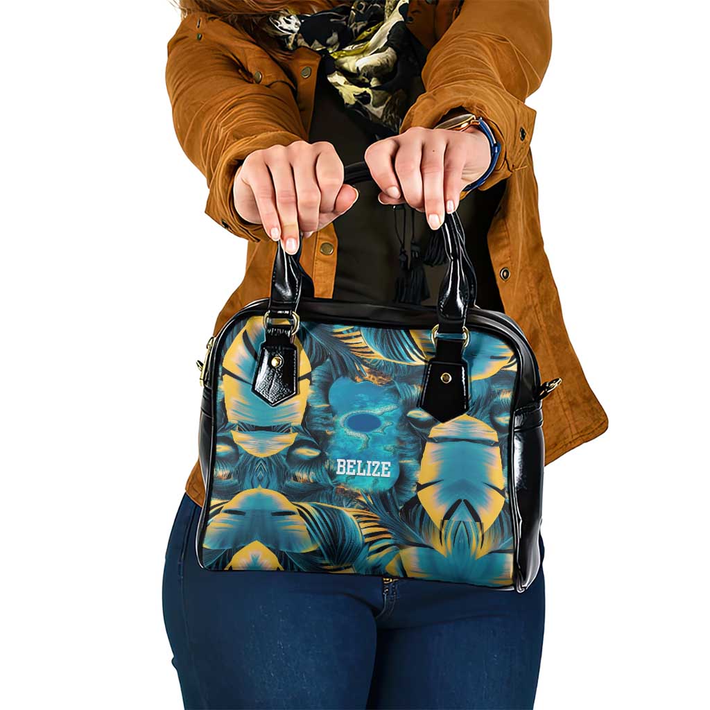 Belize Blue Hole Ocean View Shoulder Handbag with Tropical Marine Design and Flag Detail