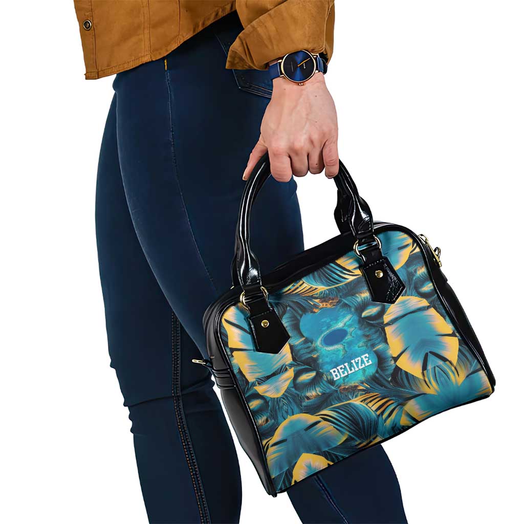 Belize Blue Hole Ocean View Shoulder Handbag with Tropical Marine Design and Flag Detail