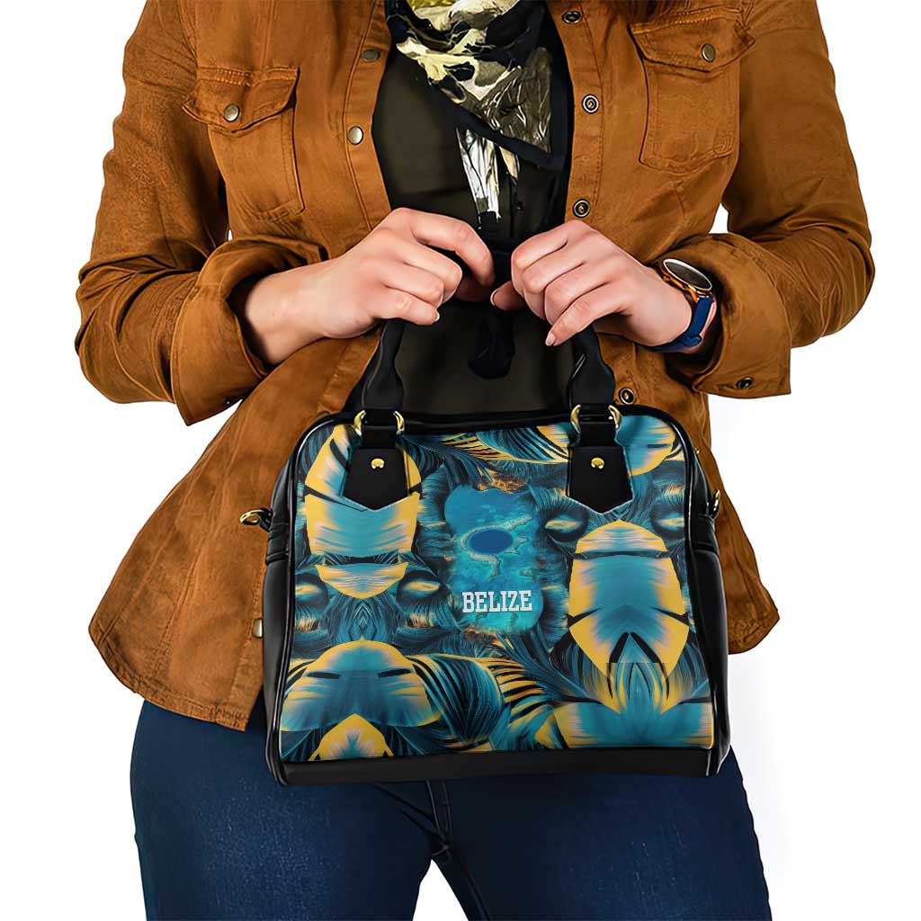 Belize Blue Hole Ocean View Shoulder Handbag with Tropical Marine Design and Flag Detail