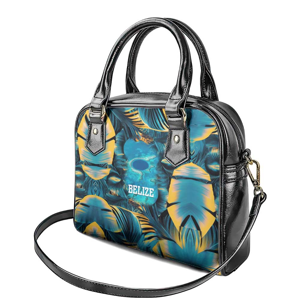 Belize Blue Hole Ocean View Shoulder Handbag with Tropical Marine Design and Flag Detail