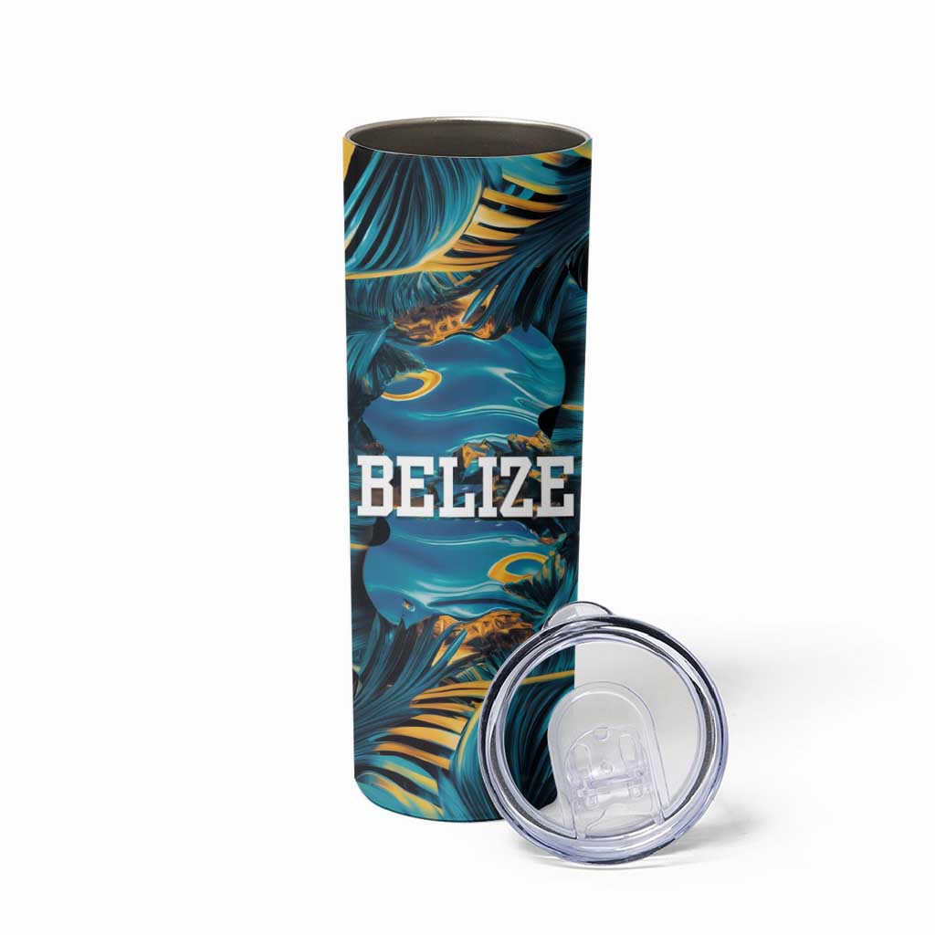 Belize Blue Hole Ocean View Skinny Tumbler with Tropical Marine Design and Flag Detail