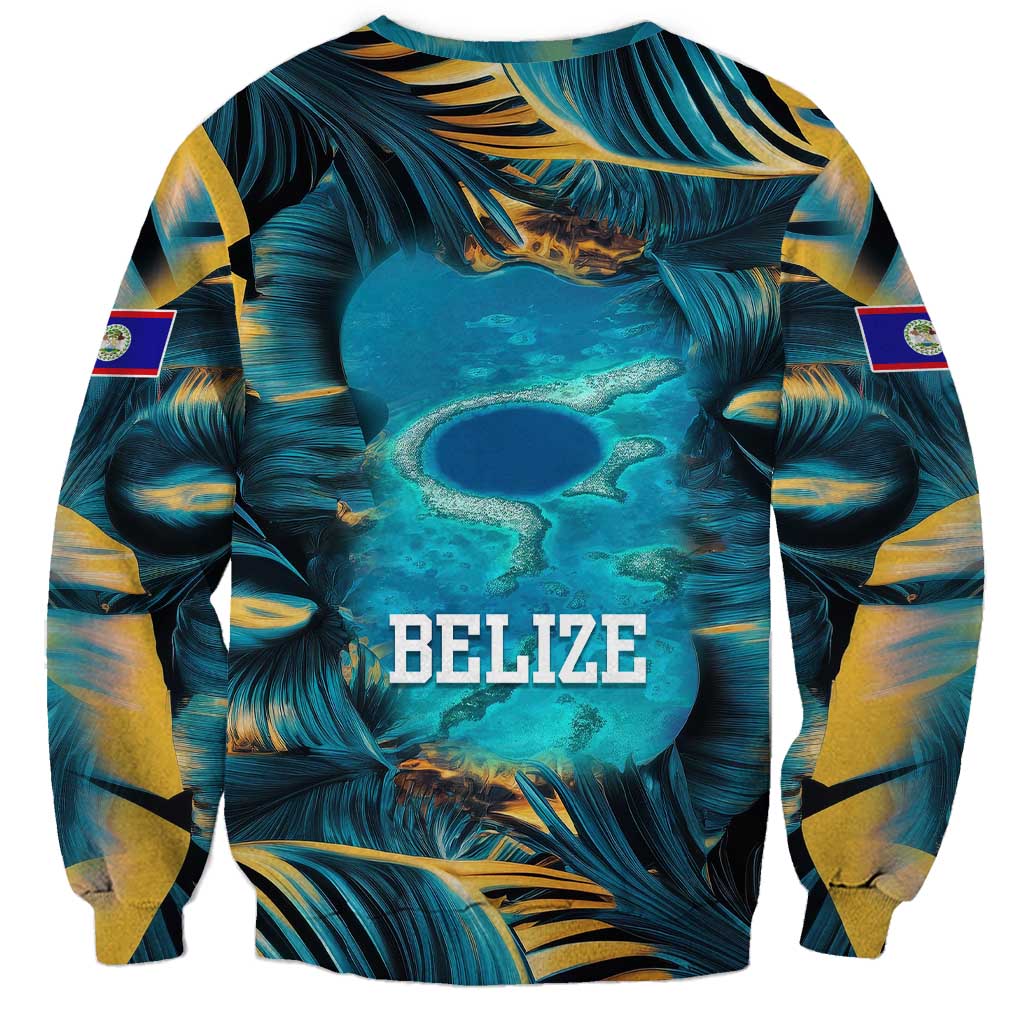 Belize Blue Hole Ocean View Sweatshirt with Tropical Marine Design and Flag Detail