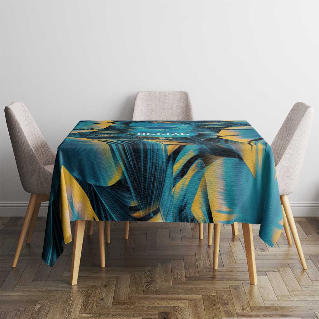 Belize Blue Hole Ocean View Tablecloth with Tropical Marine Design and Flag Detail