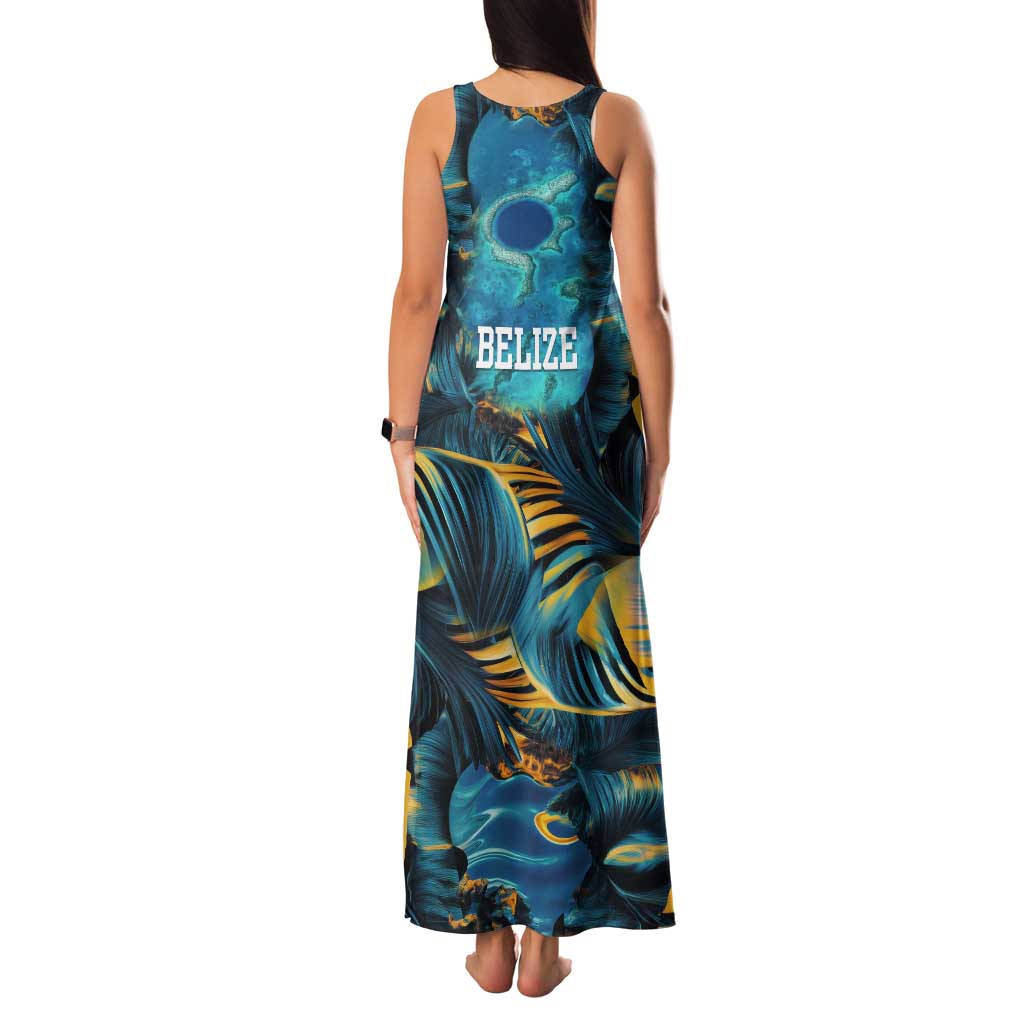 Belize Blue Hole Ocean View Tank Maxi Dress with Tropical Marine Design and Flag Detail