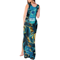 Belize Blue Hole Ocean View Tank Maxi Dress with Tropical Marine Design and Flag Detail