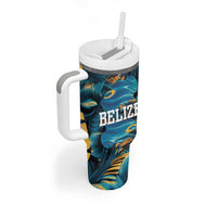 Belize Blue Hole Ocean View Tumbler With Handle with Tropical Marine Design and Flag Detail