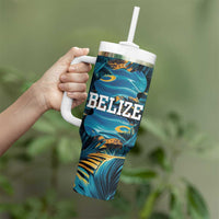 Belize Blue Hole Ocean View Tumbler With Handle with Tropical Marine Design and Flag Detail