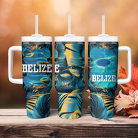 Belize Blue Hole Ocean View Tumbler With Handle with Tropical Marine Design and Flag Detail