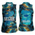 Belize Blue Hole Ocean View Women Sleeveless Polo Shirt with Tropical Marine Design and Flag Detail