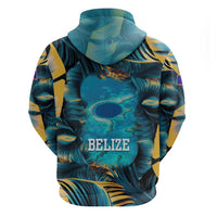 Belize Blue Hole Ocean View Zip Hoodie with Tropical Marine Design and Flag Detail