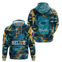 Belize Blue Hole Ocean View Zip Hoodie with Tropical Marine Design and Flag Detail