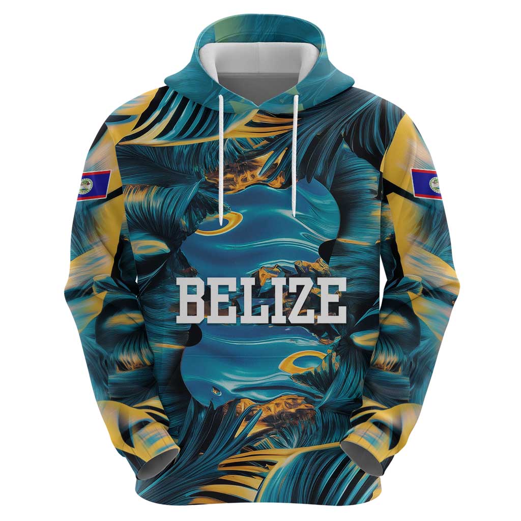 Belize Blue Hole Ocean View Zip Hoodie with Tropical Marine Design and Flag Detail