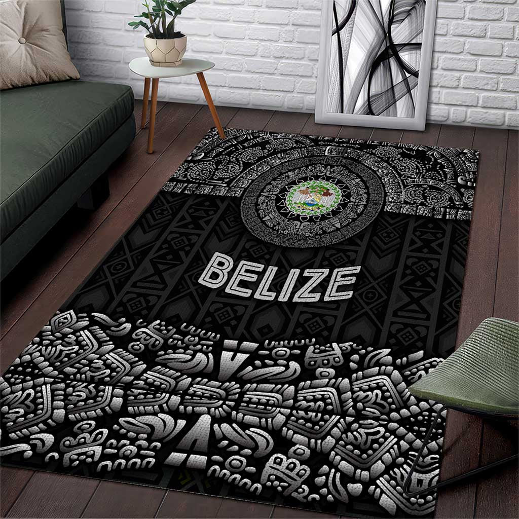 Belize Tribal Pattern Area Rug with National Emblem and Mayan Pyramid Design