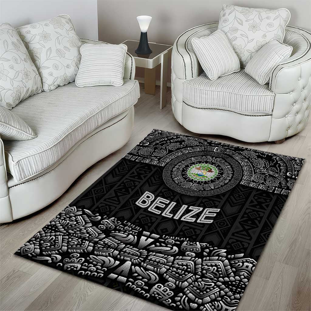 Belize Tribal Pattern Area Rug with National Emblem and Mayan Pyramid Design