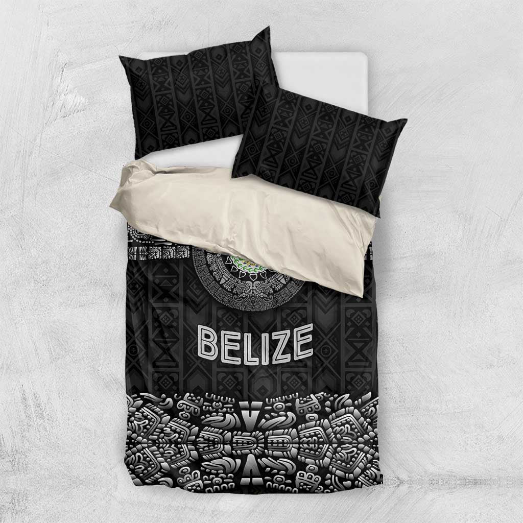 Belize Tribal Pattern Bedding Set with National Emblem and Mayan Pyramid Design