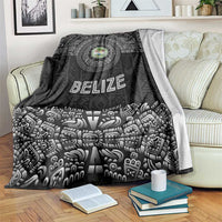 Belize Tribal Pattern Blanket with National Emblem and Mayan Pyramid Design
