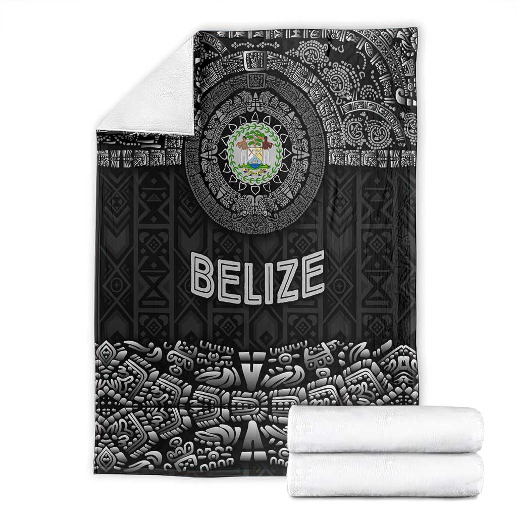 Belize Tribal Pattern Blanket with National Emblem and Mayan Pyramid Design