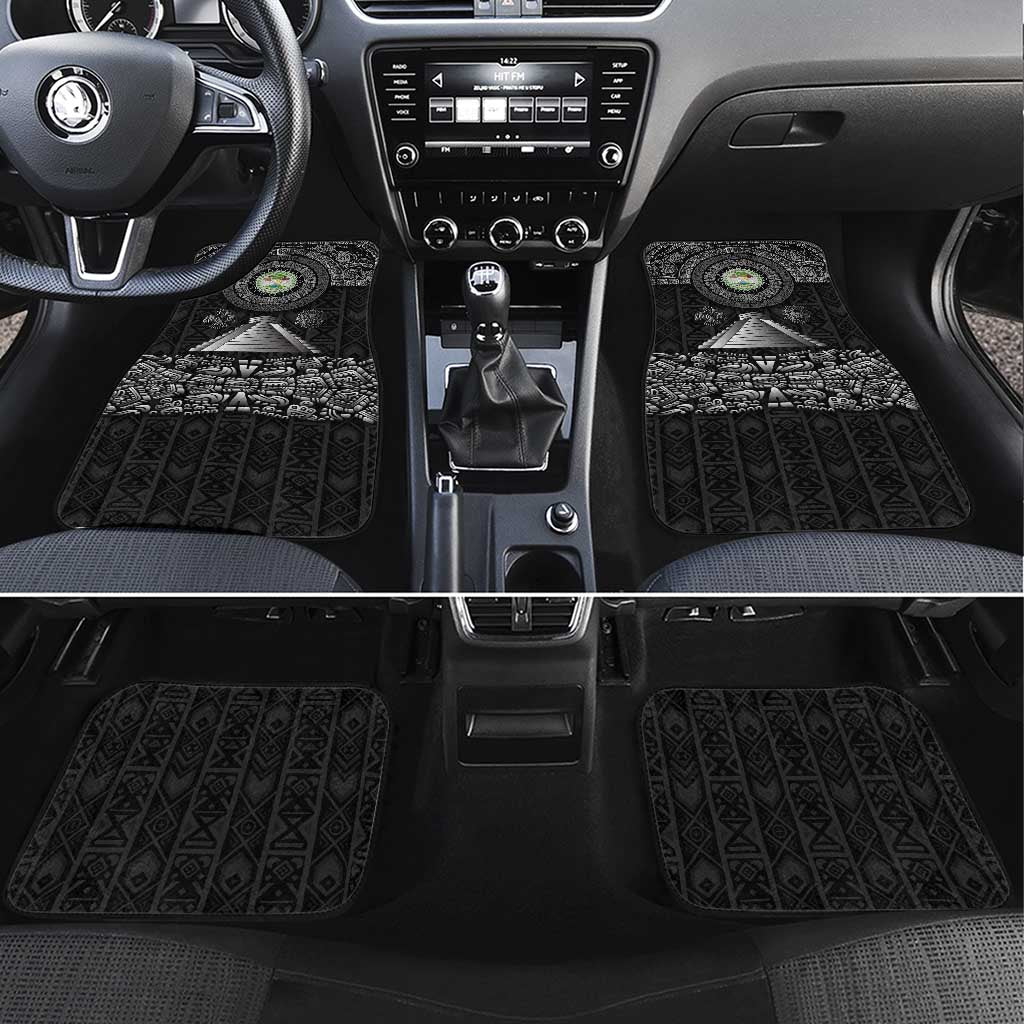 Belize Tribal Pattern Car Mats with National Emblem and Mayan Pyramid Design