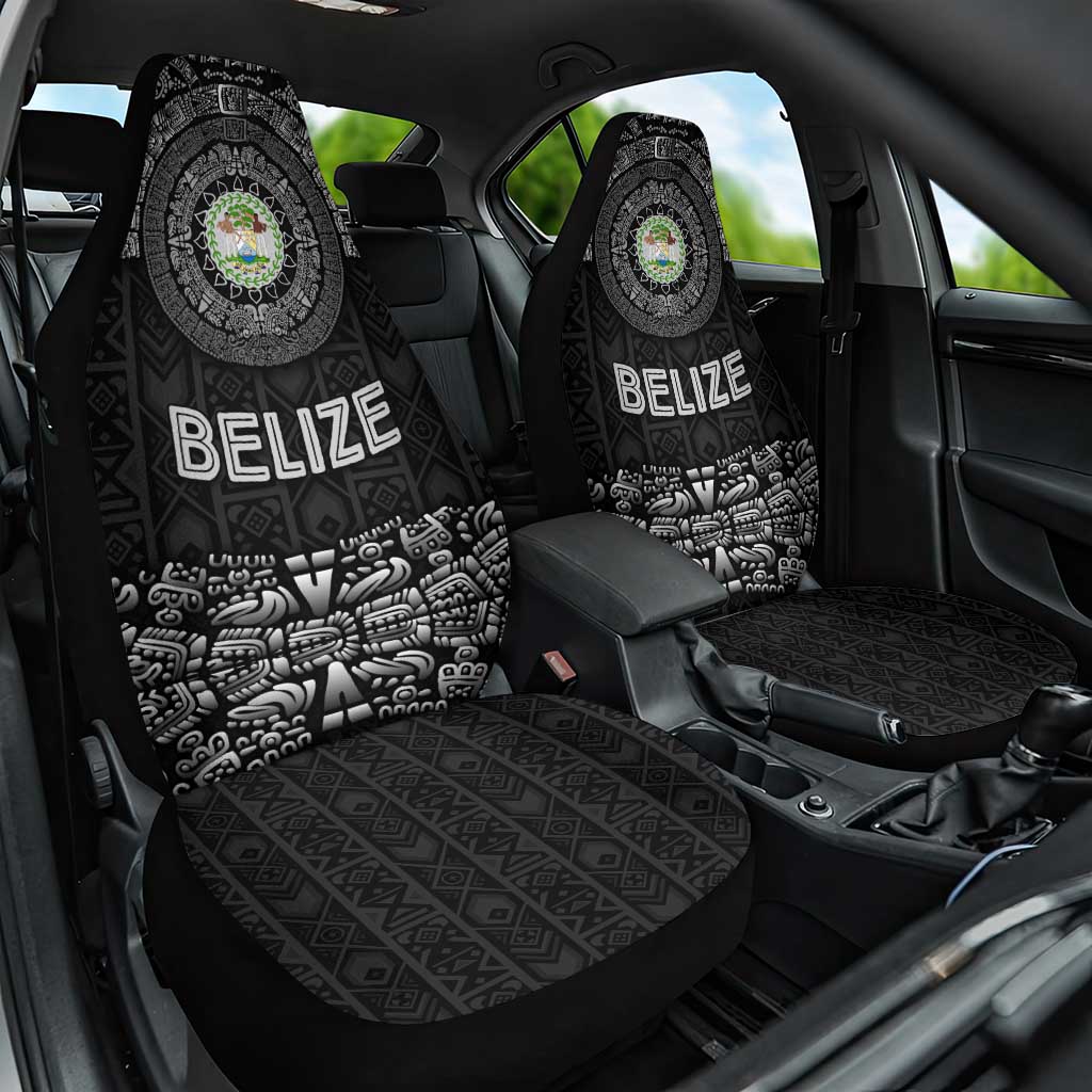 Belize Tribal Pattern Car Seat Cover with National Emblem and Mayan Pyramid Design