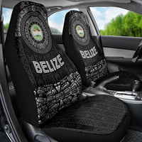 Belize Tribal Pattern Car Seat Cover with National Emblem and Mayan Pyramid Design