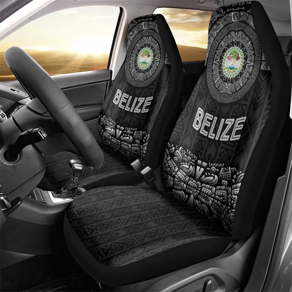 Belize Tribal Pattern Car Seat Cover with National Emblem and Mayan Pyramid Design