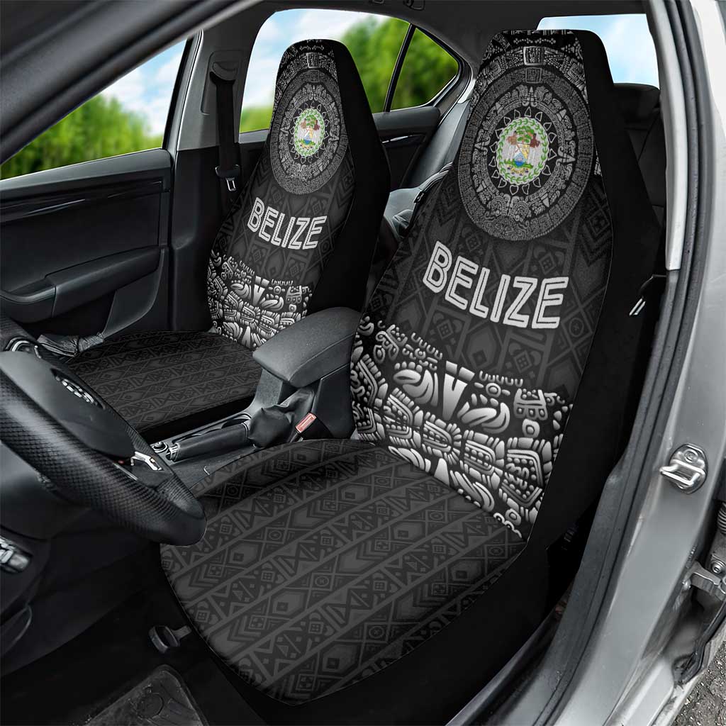 Belize Tribal Pattern Car Seat Cover with National Emblem and Mayan Pyramid Design