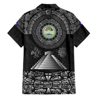 Belize Tribal Pattern Family Matching Long Sleeve Bodycon Dress and Hawaiian Shirt with National Emblem and Mayan Pyramid Design