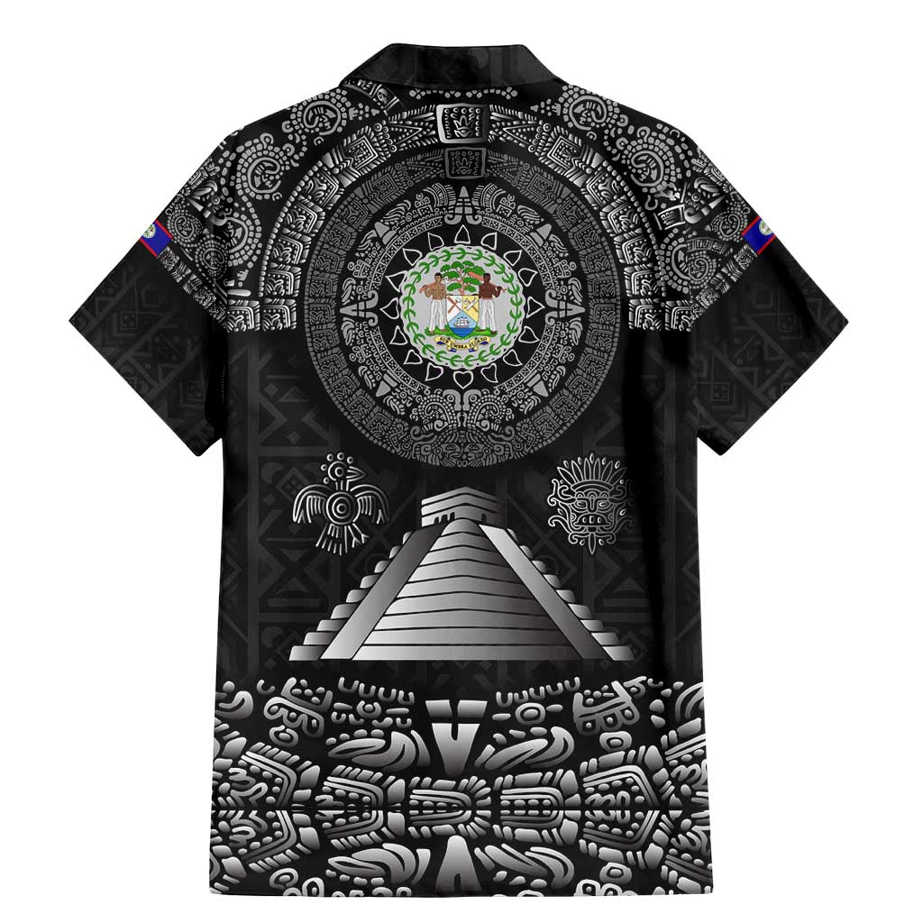 Belize Tribal Pattern Family Matching Mermaid Dress and Hawaiian Shirt with National Emblem and Mayan Pyramid Design