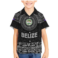 Belize Tribal Pattern Family Matching Mermaid Dress and Hawaiian Shirt with National Emblem and Mayan Pyramid Design