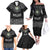 Belize Tribal Pattern Family Matching Off The Shoulder Long Sleeve Dress and Hawaiian Shirt with National Emblem and Mayan Pyramid Design