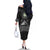 Belize Tribal Pattern Family Matching Off The Shoulder Long Sleeve Dress and Hawaiian Shirt with National Emblem and Mayan Pyramid Design