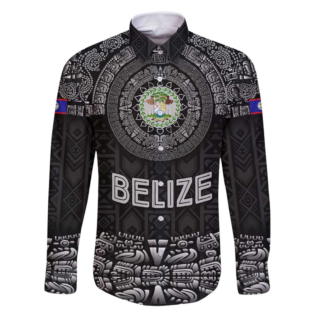 Belize Tribal Pattern Family Matching Puletasi and Hawaiian Shirt with National Emblem and Mayan Pyramid Design