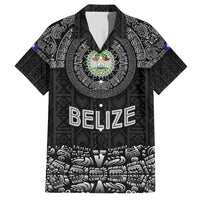 Belize Tribal Pattern Family Matching Short Sleeve Bodycon Dress and Hawaiian Shirt with National Emblem and Mayan Pyramid Design