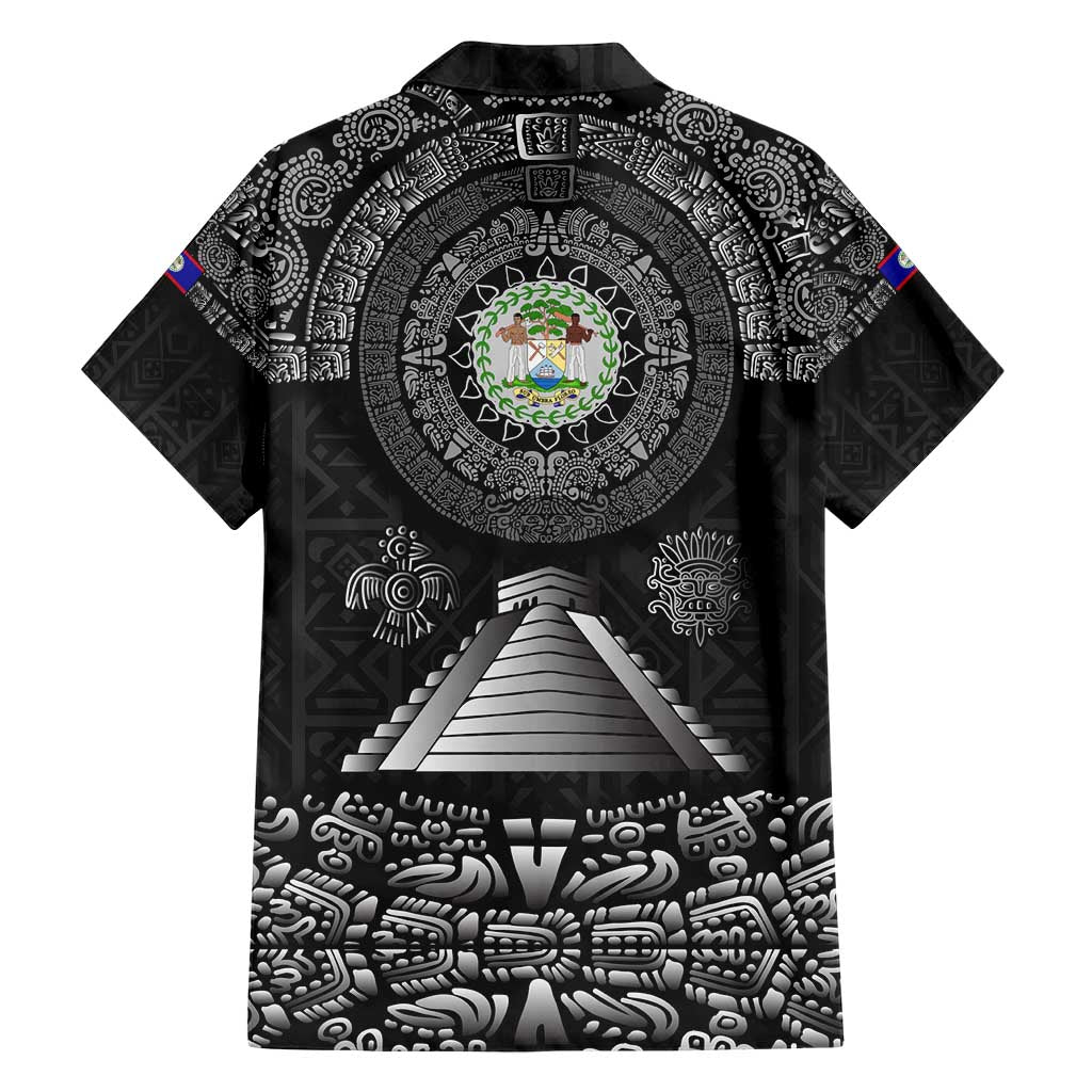 Belize Tribal Pattern Family Matching Short Sleeve Bodycon Dress and Hawaiian Shirt with National Emblem and Mayan Pyramid Design