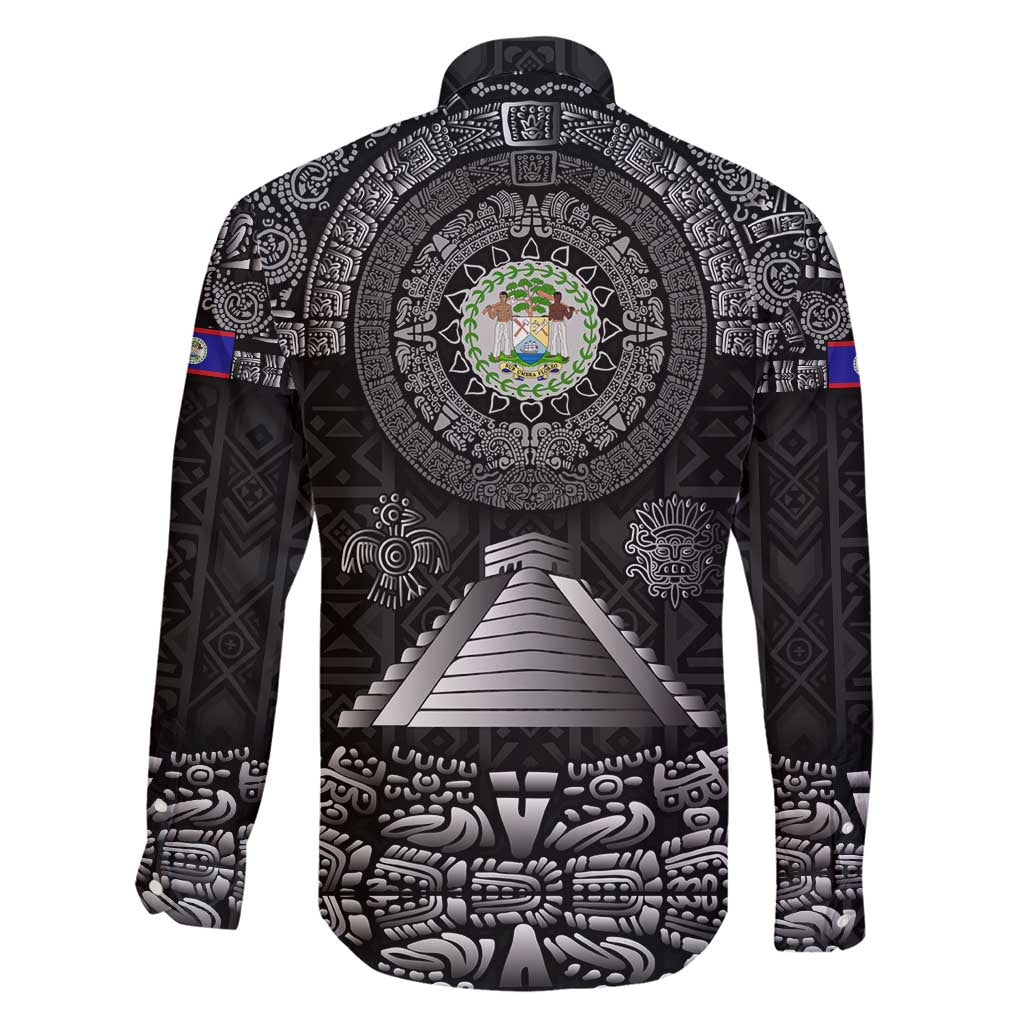 Belize Tribal Pattern Family Matching Short Sleeve Bodycon Dress and Hawaiian Shirt with National Emblem and Mayan Pyramid Design